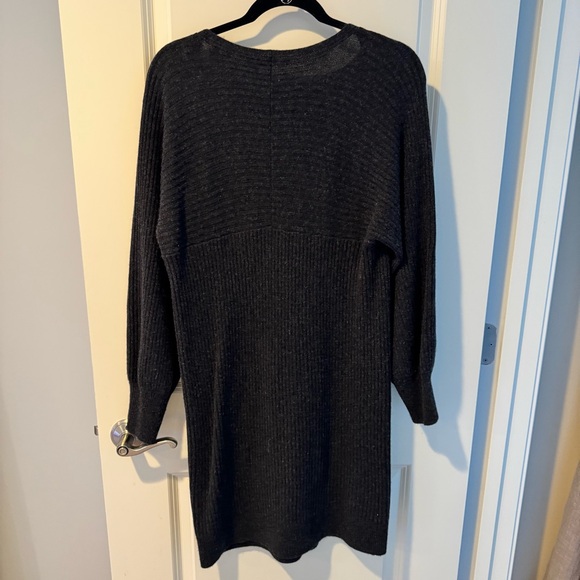Vince Ribbed Wool Cashmere Shift Dress Heather Carbon Relaxed Fit | M - Picture 7 of 9
